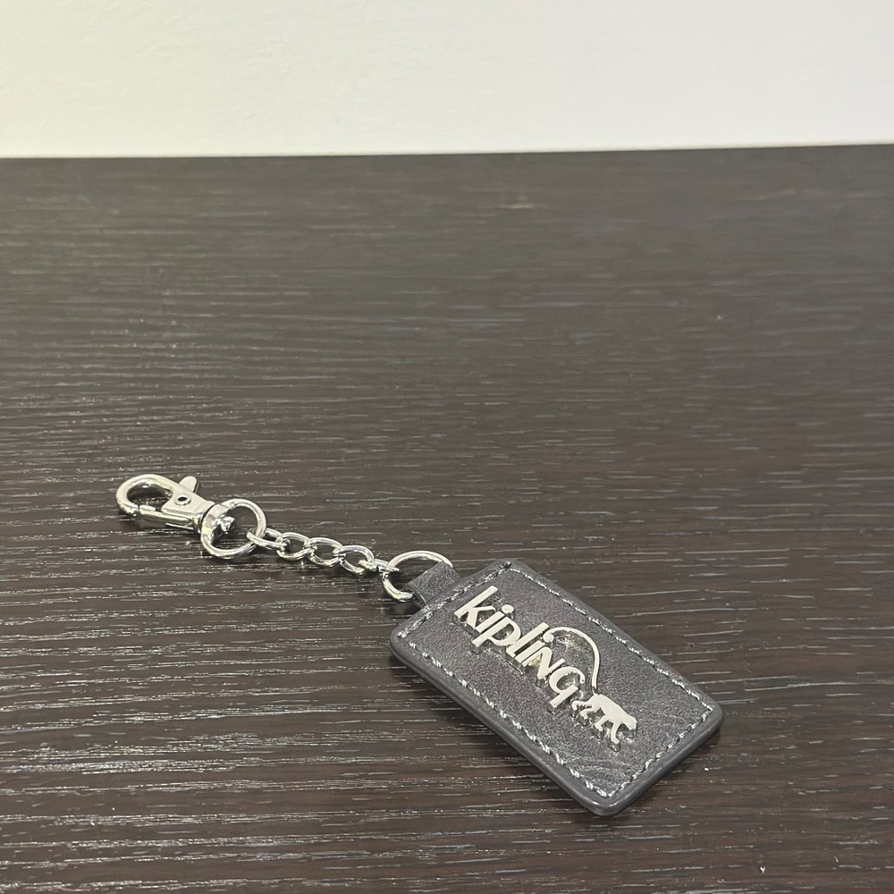 Excellent Kipling black Leather Key Chain Silver hardware